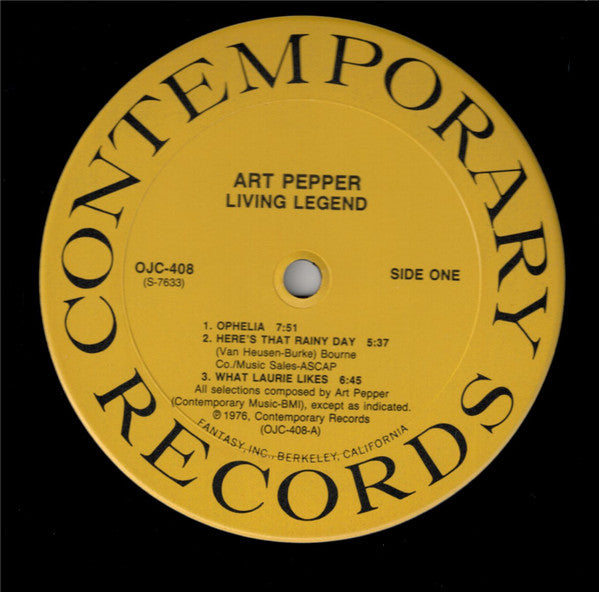 Art Pepper ~ Living Legend (Vinyl) - Djungel & Jazz