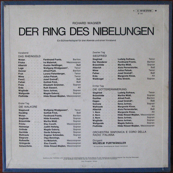 Richard Wagner : Wilhelm Furtwängler, Orchestra Sinfonica Della Radio Italiana, Coro Della Radio Italiana ~ Der Ring Des Nibelungen (Vinyl) - Djungel & Jazz