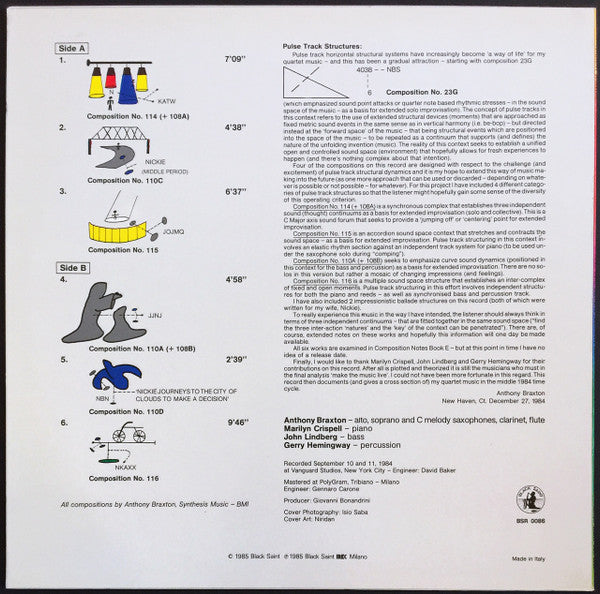 Anthony Braxton ~ Four Compositions (Quartet) 1984 (Vinyl) - Djungel & Jazz