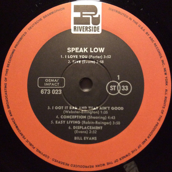 Bill Evans ~ Speak Low (Vinyl) - Djungel & Jazz