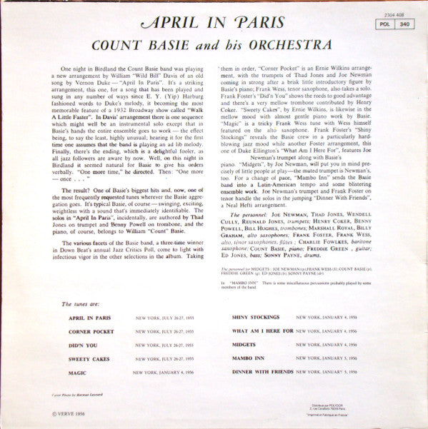 Count Basie Orchestra ~ April In Paris (Vinyl) - Djungel & Jazz