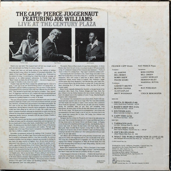 The Capp/Pierce Juggernaut Featuring Joe Williams ~ Live At The Century Plaza (Vinyl) - Djungel & Jazz