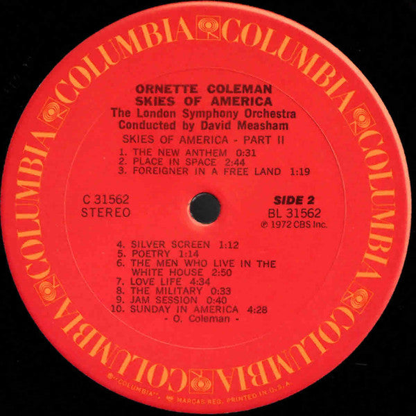 Ornette Coleman, The London Symphony Orchestra* Conducted By David Measham : Skies Of America (LP, Album)