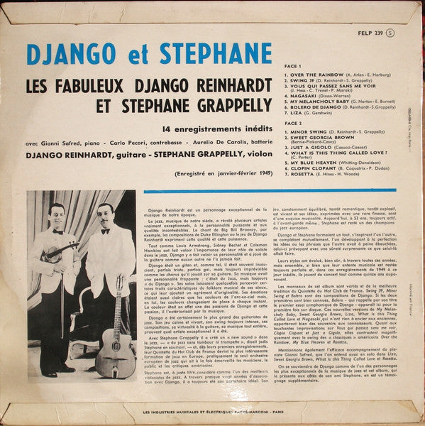 Django Reinhardt, Stéphane Grappelly ~ Django Et Stéphane - 14 Enregistrements Inédits (Vinyl) - Djungel & Jazz