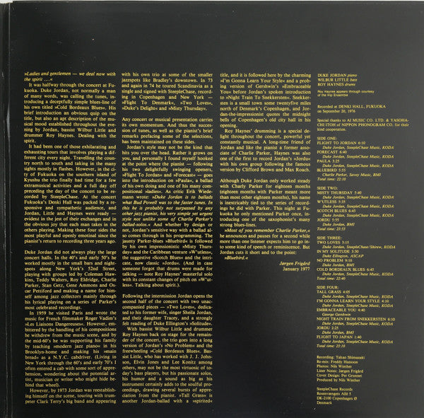 Duke Jordan Trio ~ Live In Japan (Vinyl) - Djungel & Jazz