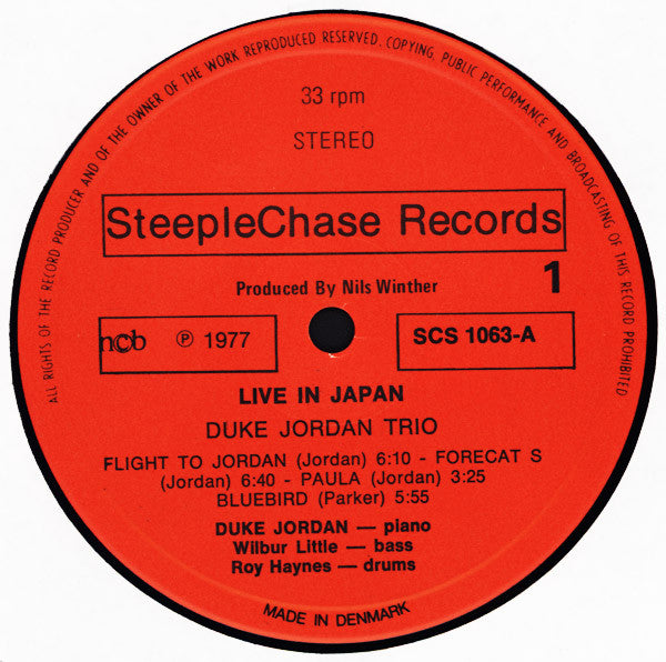 Duke Jordan Trio ~ Live In Japan (Vinyl) - Djungel & Jazz