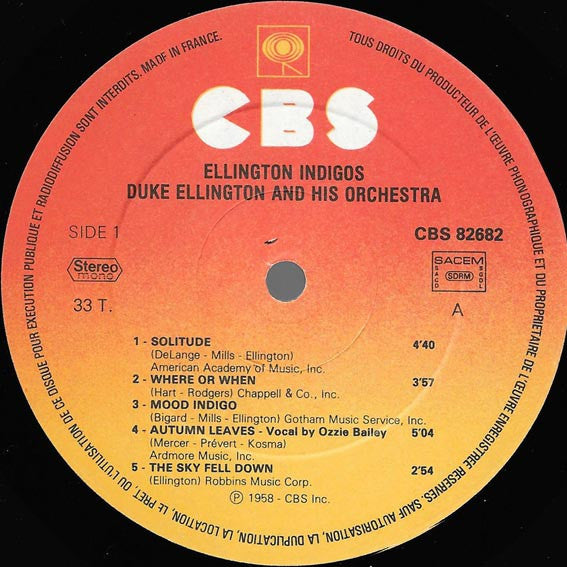 Duke Ellington And His Orchestra ~ Ellington Indigos (Vinyl) - Djungel & Jazz
