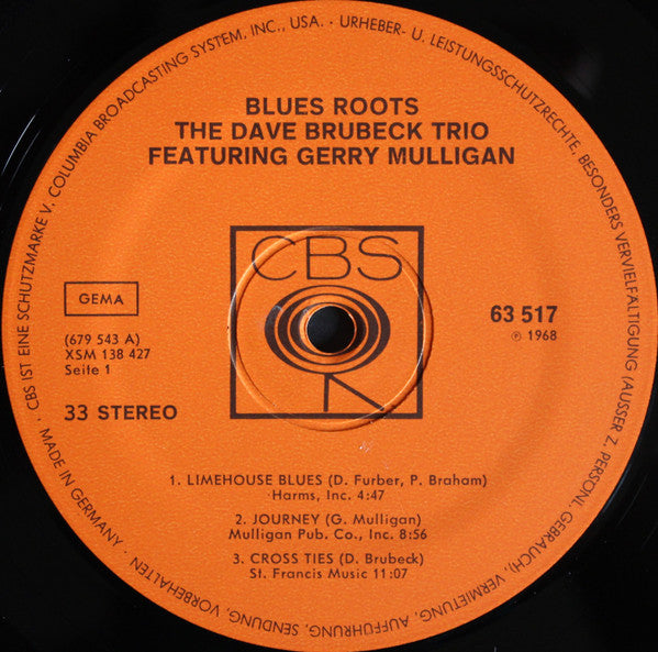The Dave Brubeck Trio Featuring Gerry Mulligan ~ Blues Roots (Vinyl) - Djungel & Jazz
