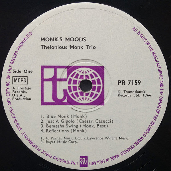 Thelonious Monk : Monk's Moods (LP, Comp, RE)