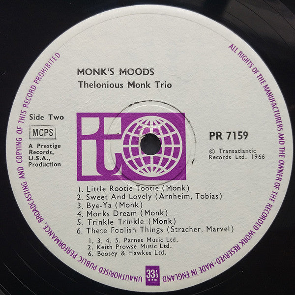 Thelonious Monk : Monk's Moods (LP, Comp, RE)
