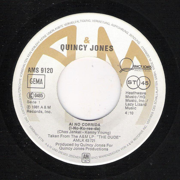 Quincy Jones ~ Ai No Corrida / There's A Train Leavin (Vinyl) - Djungel & Jazz