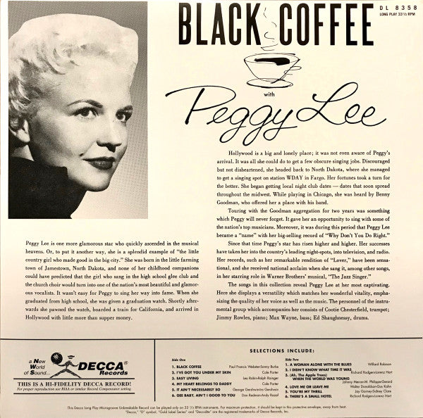 Peggy Lee ~ Black Coffee (Vinyl) - Djungel & Jazz