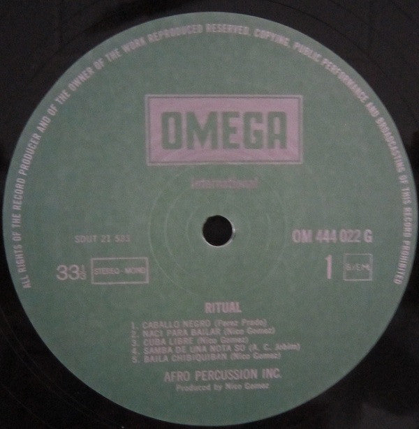 Nico Gomez And His Afro Percussion Inc. ~ Ritual (Vinyl) - Djungel & Jazz