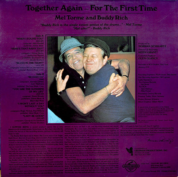 Mel Torme And Buddy Rich ~ Together Again For The First Time (Vinyl) - Djungel & Jazz