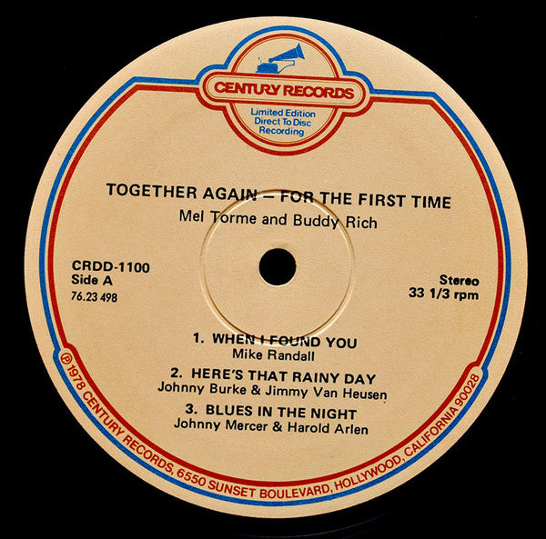 Mel Torme And Buddy Rich ~ Together Again For The First Time (Vinyl) - Djungel & Jazz