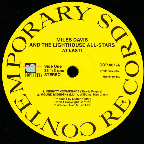 Miles Davis And The Lighthouse All-Stars ~ At Last! (Vinyl) - Djungel & Jazz