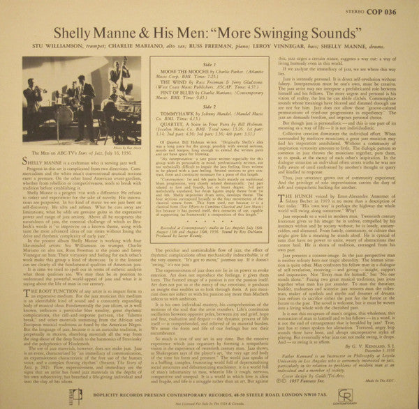 Shelly Manne & His Men ~ More Swinging Sounds (Vinyl) - Djungel & Jazz