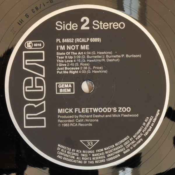 Mick Fleetwood's Zoo ~ I'm Not Me (Vinyl) - Djungel & Jazz