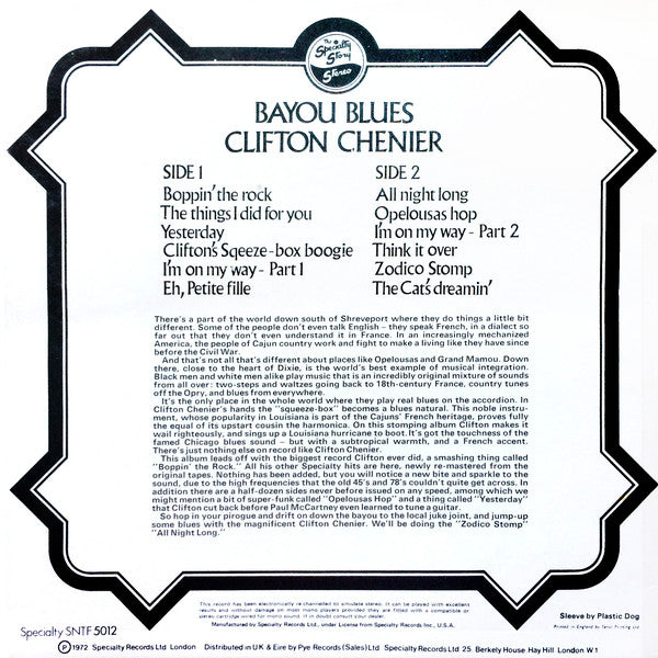 Clifton Chenier ~ Bayou Blues (Vinyl) - Djungel & Jazz