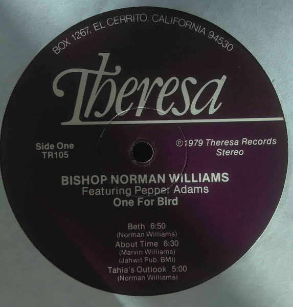 Bishop Norman Williams ~ One For Bird (Vinyl) - Djungel & Jazz