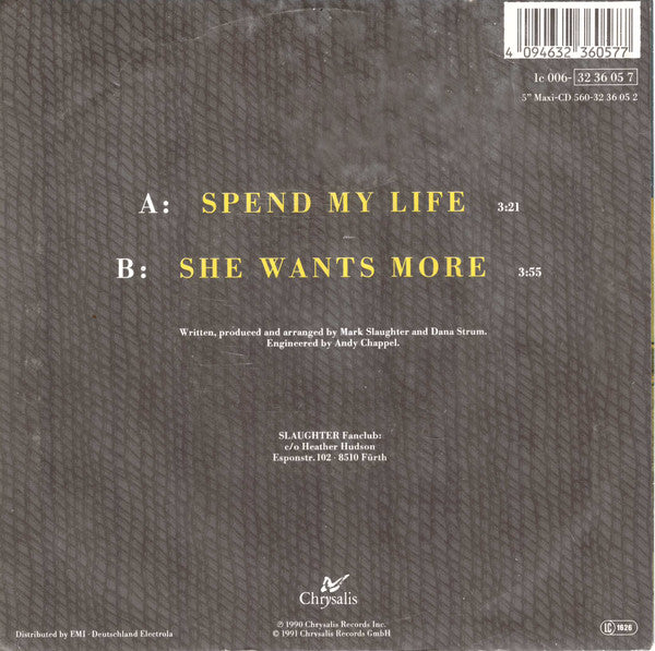 Slaughter : Spend My Life (7", Single)