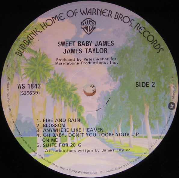 James Taylor (2) : Sweet Baby James (LP, Album, RE, Glo)