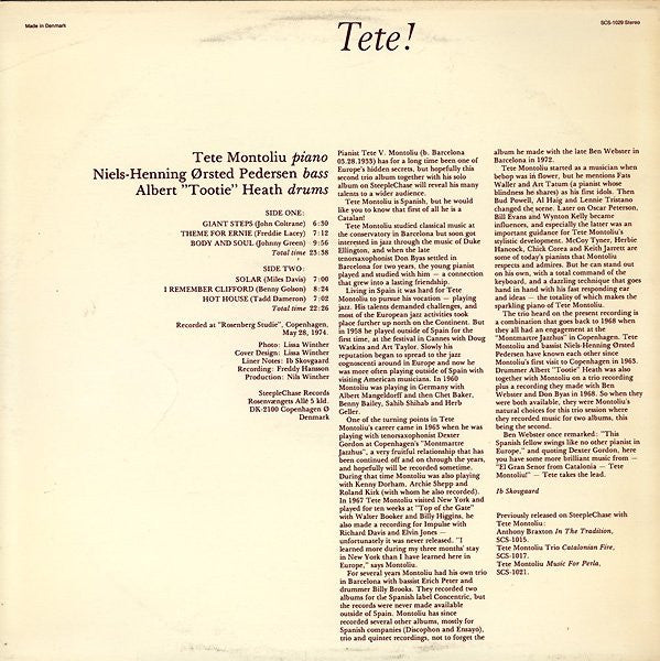 Tete Montoliu Trio ~ Tete! (Vinyl) - Djungel & Jazz