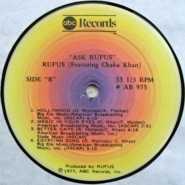 Rufus Featuring Chaka Khan* : Ask Rufus (LP, Album, Gol)