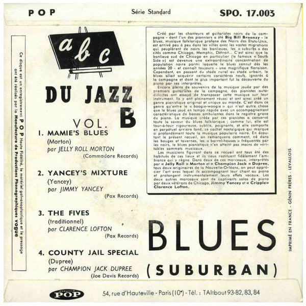 Various ~ Abc Du Jazz Vol. B - Blues (Suburban) (Vinyl) - Djungel & Jazz