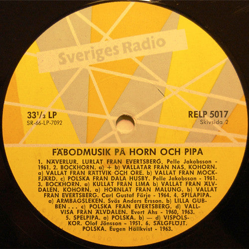 Various ~ Locklåtar Och Musik På Horn Och Pipa / Ancient Swedish Pastoral Music (Vinyl) - Djungel & Jazz