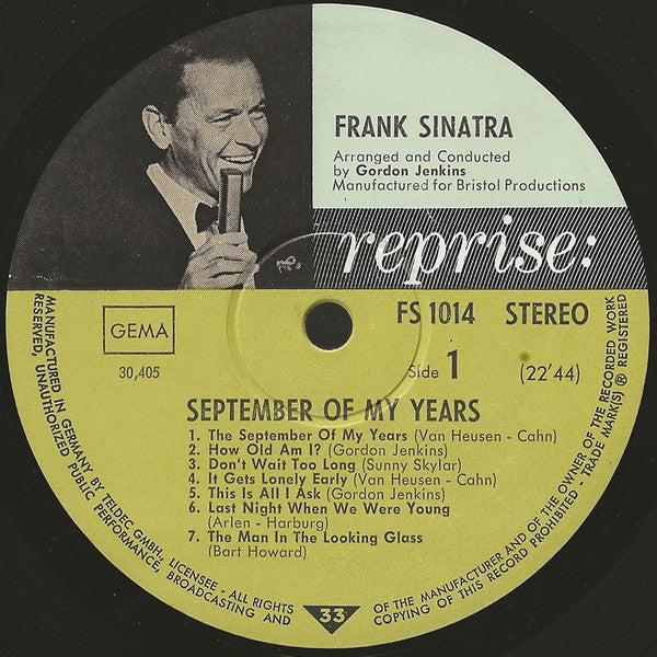 Frank Sinatra ~ September Of My Years (Vinyl) - Djungel & Jazz