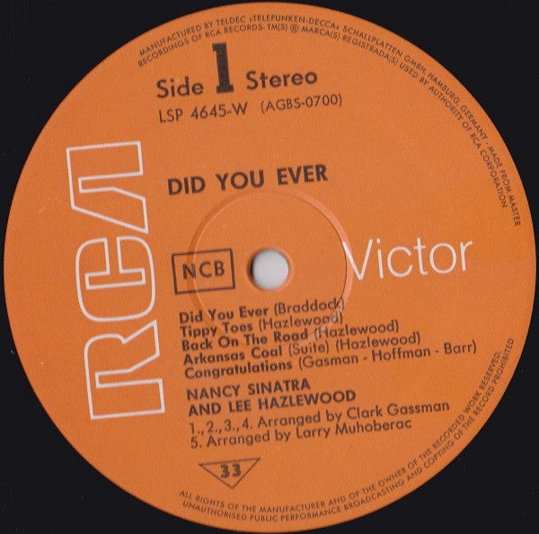 Nancy Sinatra & Lee Hazlewood ~ Did You Ever? (Vinyl) - Djungel & Jazz