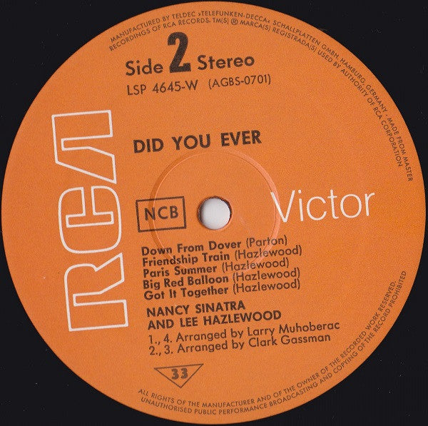 Nancy Sinatra & Lee Hazlewood ~ Did You Ever? (Vinyl) - Djungel & Jazz