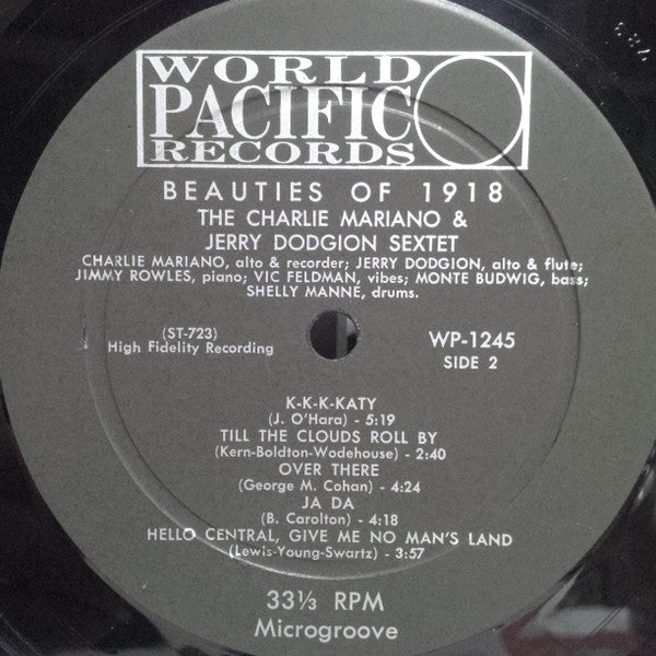 The Charlie Mariano & Jerry Dodgion Sextet ~ Beauties Of 1918 (Vinyl) - Djungel & Jazz