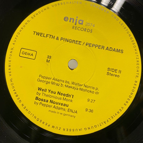 Pepper Adams ~ Twelfth & Pingree (Vinyl) - Djungel & Jazz
