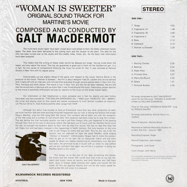 Galt MacDermot ~ Woman Is Sweeter (Original Soundtrack) (Vinyl) - Djungel & Jazz