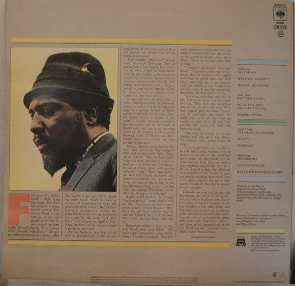 Thelonious Monk ~ Live At The It Club (Vinyl) - Djungel & Jazz