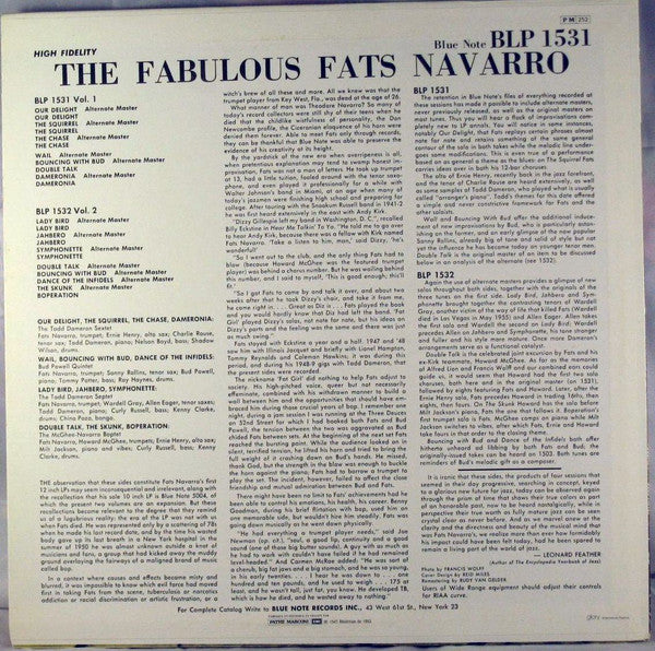 Fats Navarro ~ The Fabulous Fats Navarro Volume 1 (Vinyl) - Djungel & Jazz