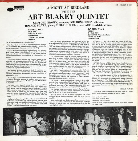 Art Blakey Quintet : A Night At Birdland, Volume 2 (LP, Comp, RE)