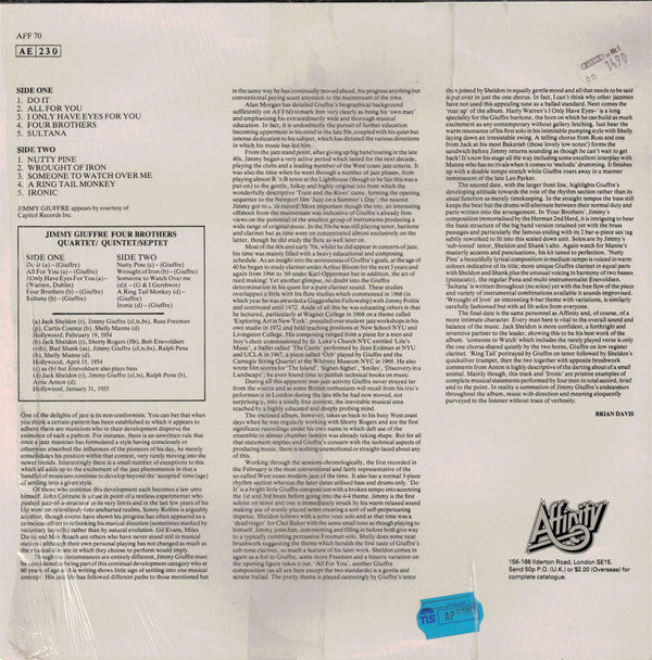 Jimmy Giuffre : Four Brothers (LP, Album, RE)
