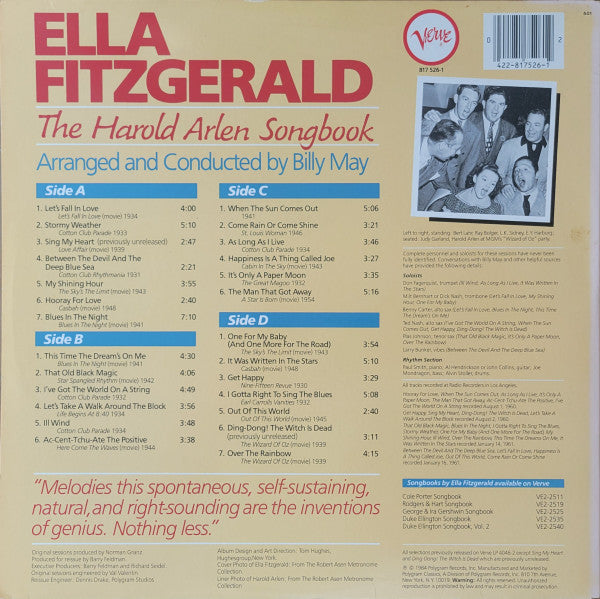 Ella Fitzgerald : Ella Fitzgerald Sings The Harold Arlen Song Book (2xLP, RE)