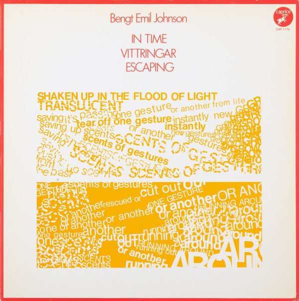 Bengt Emil Johnson : In Time / Vittringar / Escaping (LP)