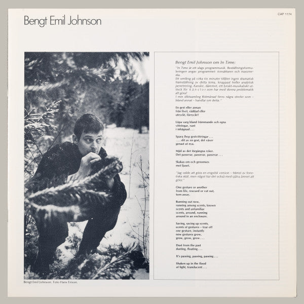 Bengt Emil Johnson : In Time / Vittringar / Escaping (LP)
