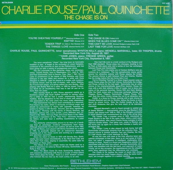 Charlie Rouse / Paul Quinichette ~ The Chase Is On (Vinyl) - Djungel & Jazz