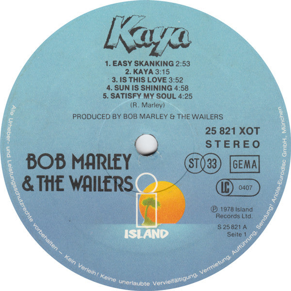 Bob Marley & The Wailers ~ Kaya (Vinyl) - Djungel & Jazz