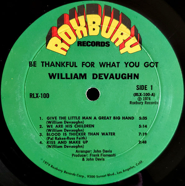 William DeVaughn : Be Thankful For What You Got (LP, Album, Mon)
