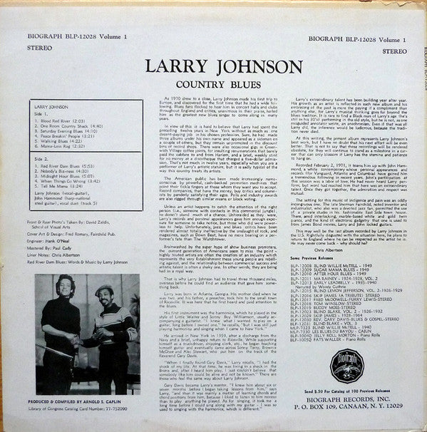 Larry Johnson ~ Country Blues (Vinyl) - Djungel & Jazz