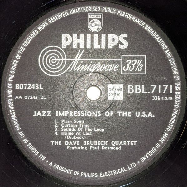 The Dave Brubeck Quartet ~ Jazz Impressions Of The U.S.A. (Vinyl) - Djungel & Jazz