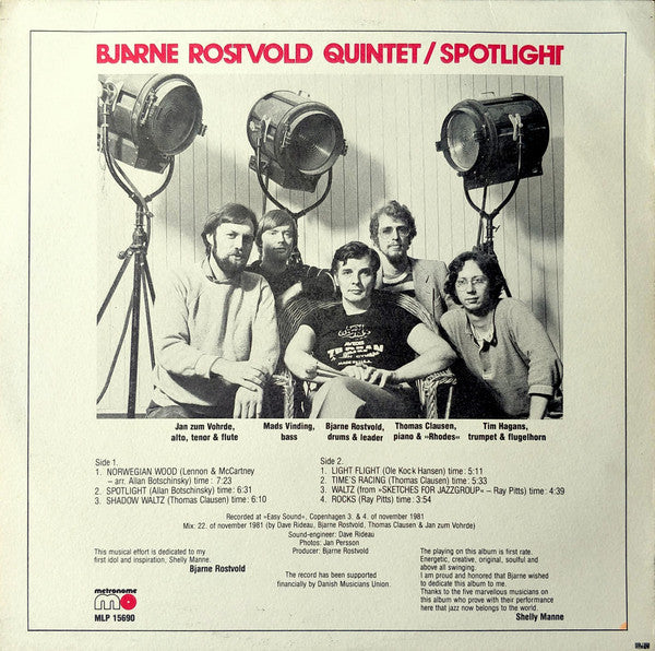 Bjarne Rostvold Quintet ~ Spotlight (Vinyl) - Djungel & Jazz