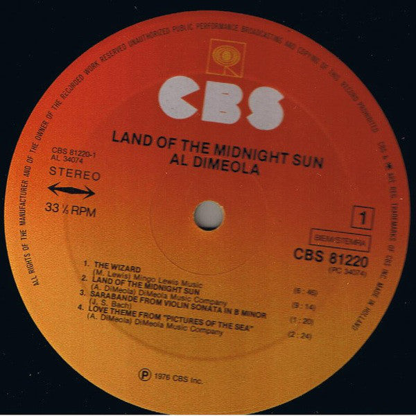 Al Di Meola ~ Land Of The Midnight Sun (Vinyl) - Djungel & Jazz